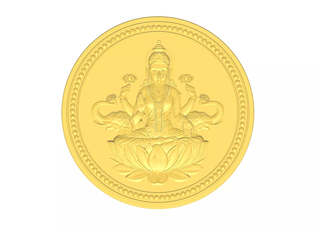 Goddess Laxmi Ji Coin Bas Relief For Silver and gold 3D print model_0