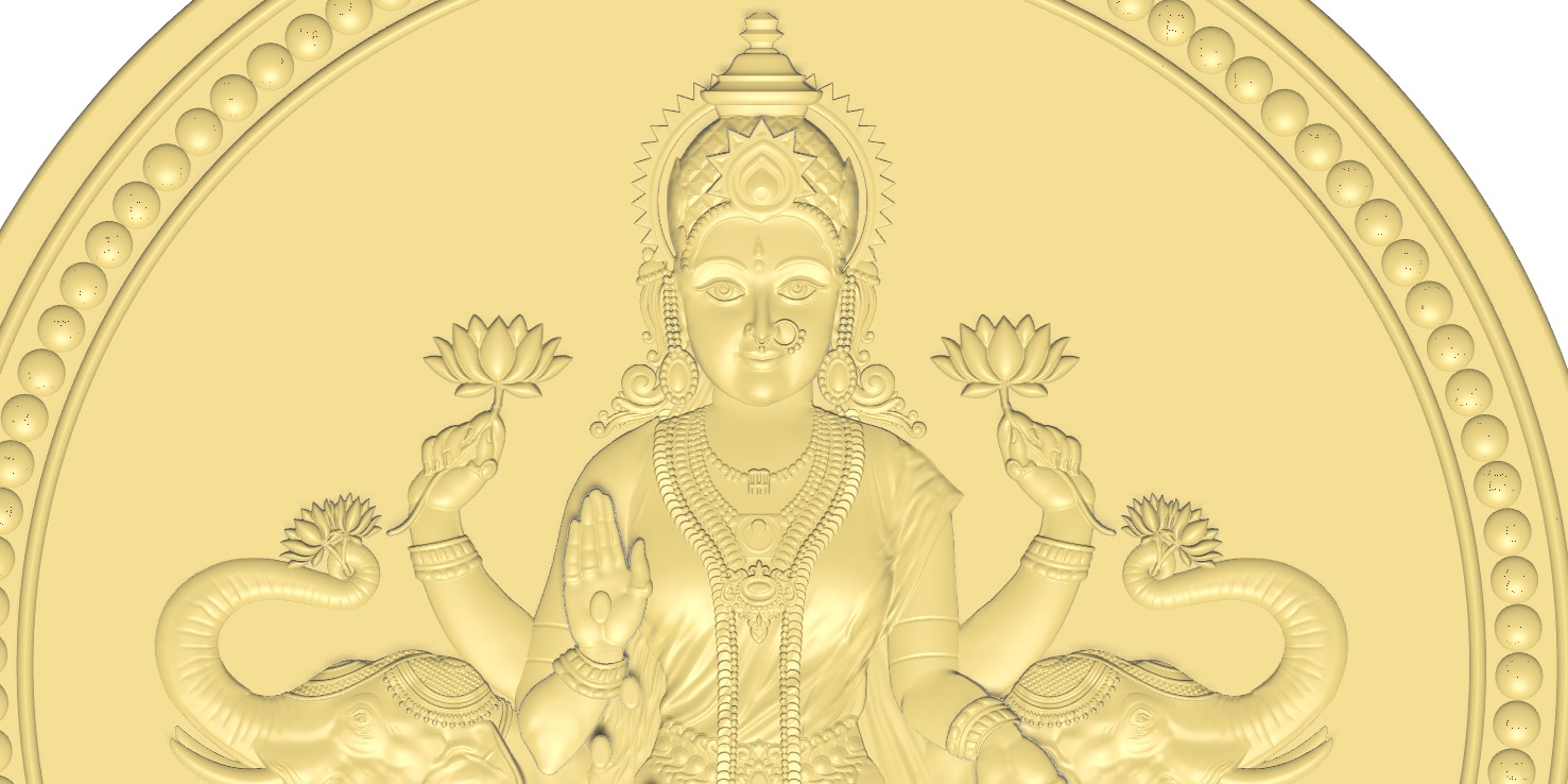 Goddess Laxmi Ji Coin Bas Relief For Silver and gold 3D print model_2