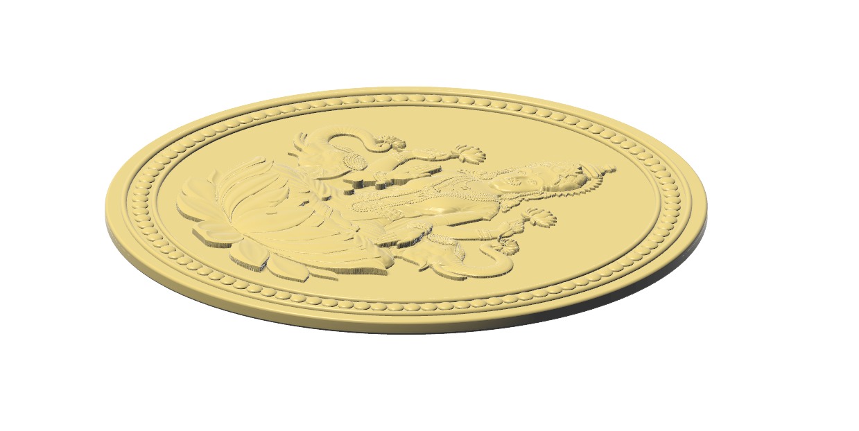 Goddess Laxmi Ji Coin Bas Relief For Silver and gold 3D print model_6