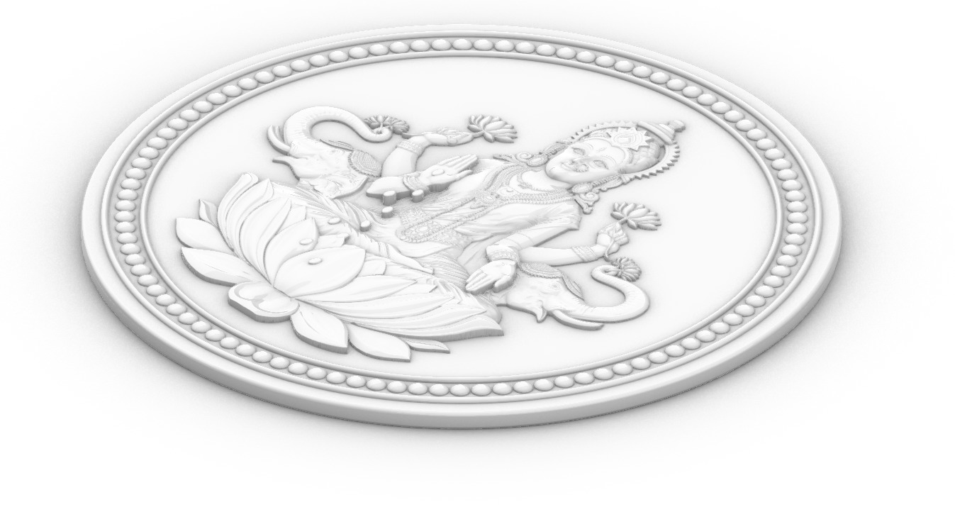 Goddess Laxmi Ji Coin Bas Relief For Silver and gold 3D print model_5
