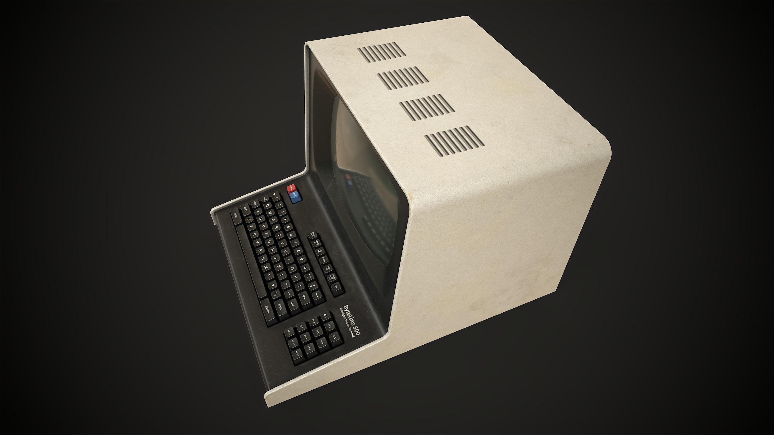 Retro Computer Terminal Low-poly 3D model_11