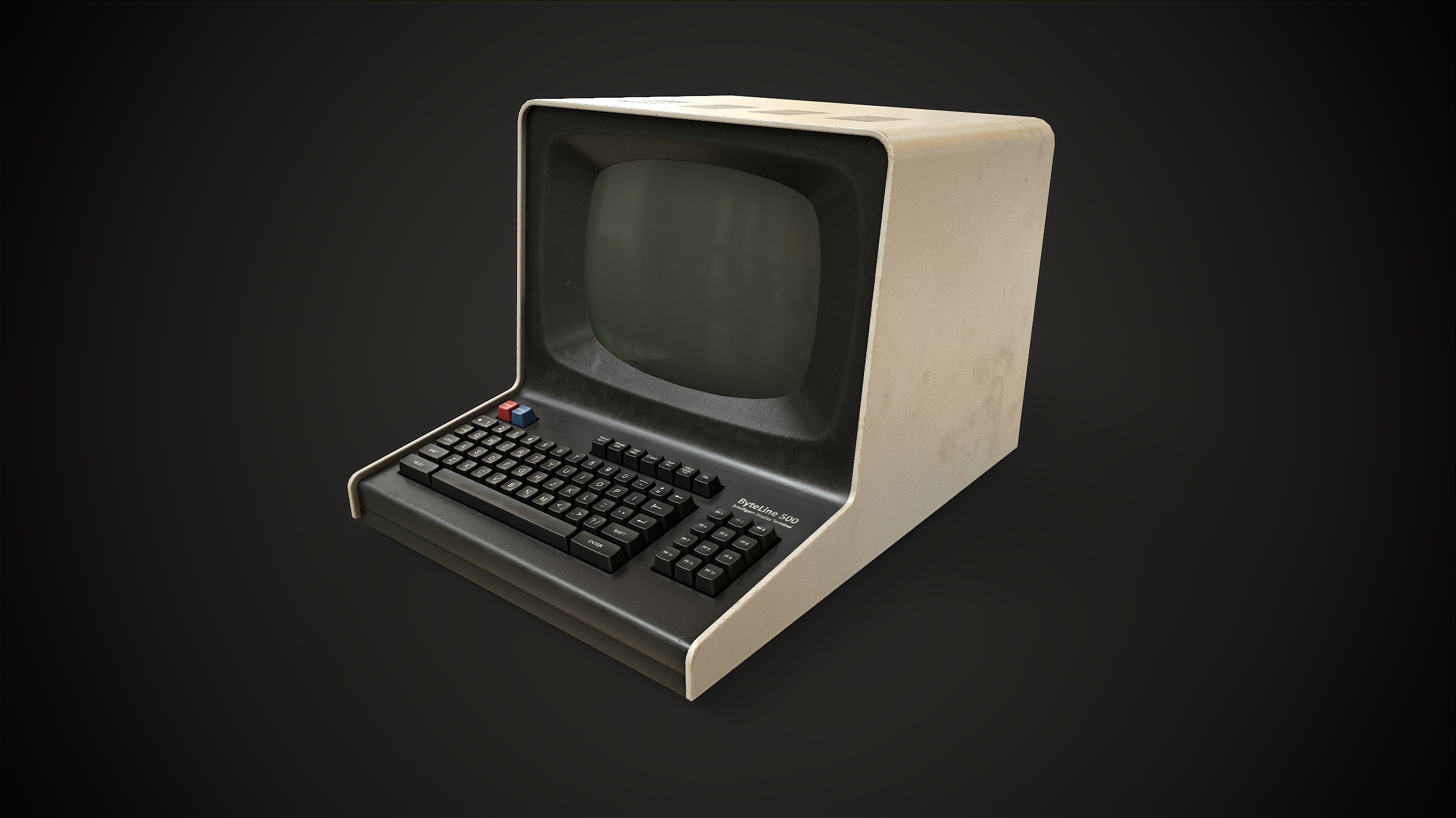 Retro Computer Terminal Low-poly 3D model_1