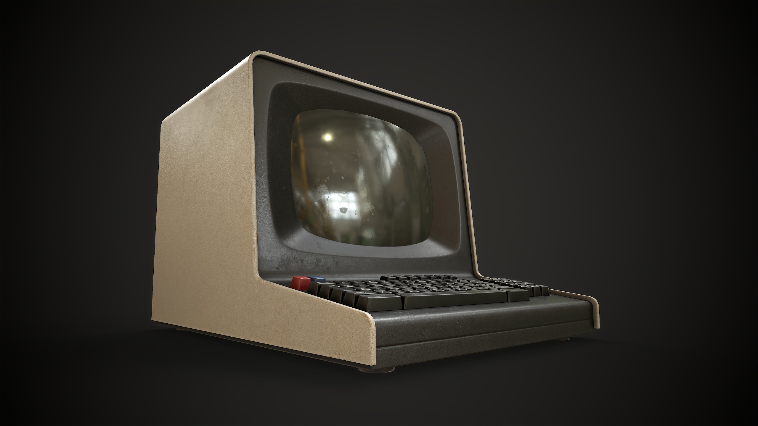 Retro Computer Terminal Low-poly 3D model_6