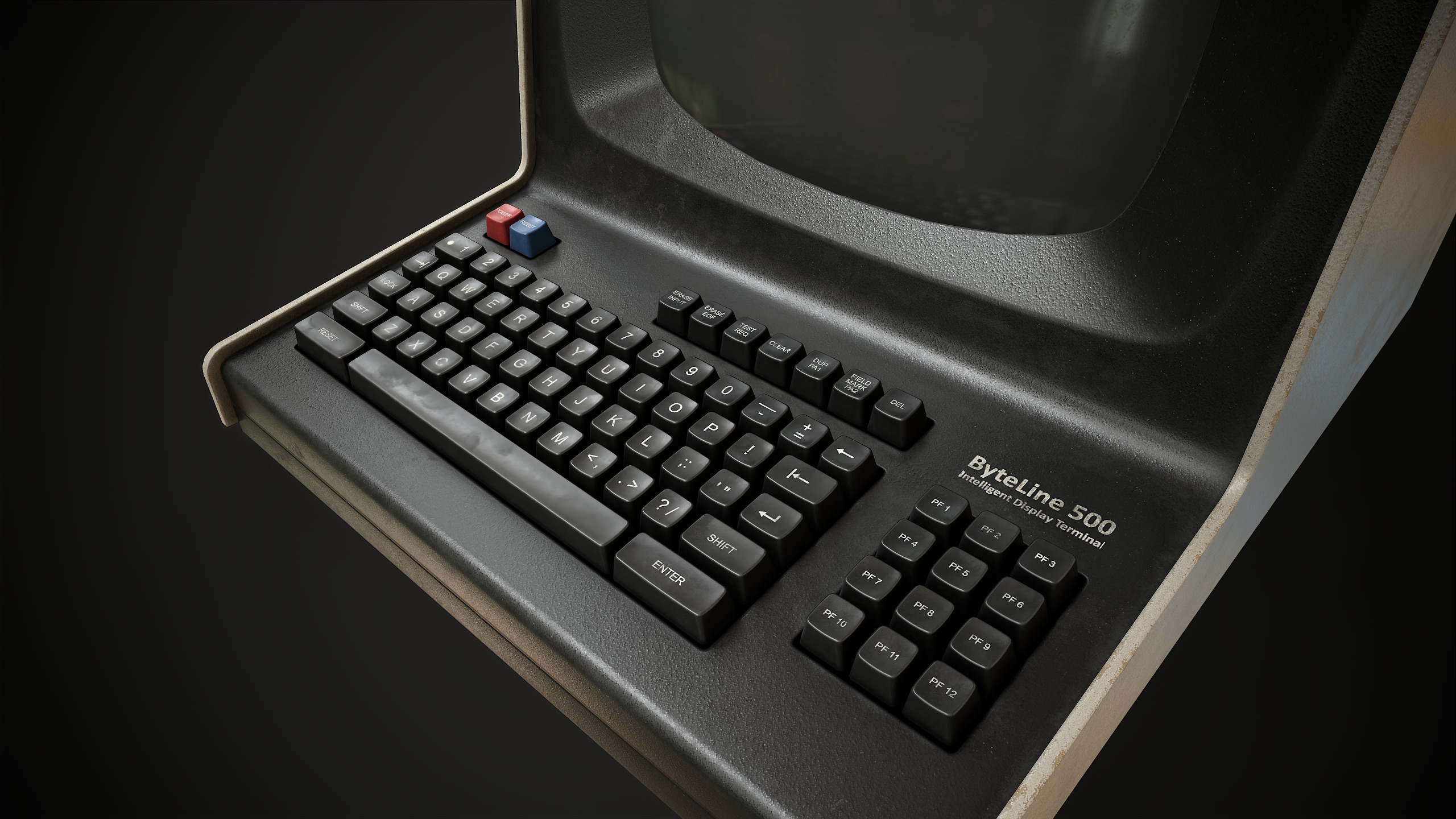 Retro Computer Terminal Low-poly 3D model_10