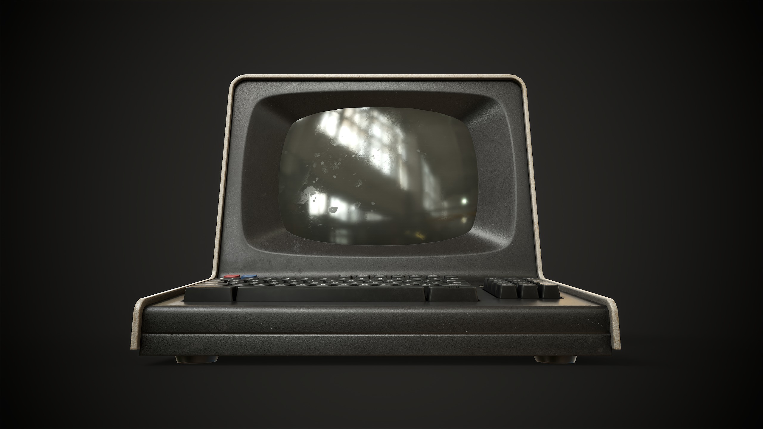 Retro Computer Terminal Low-poly 3D model_9