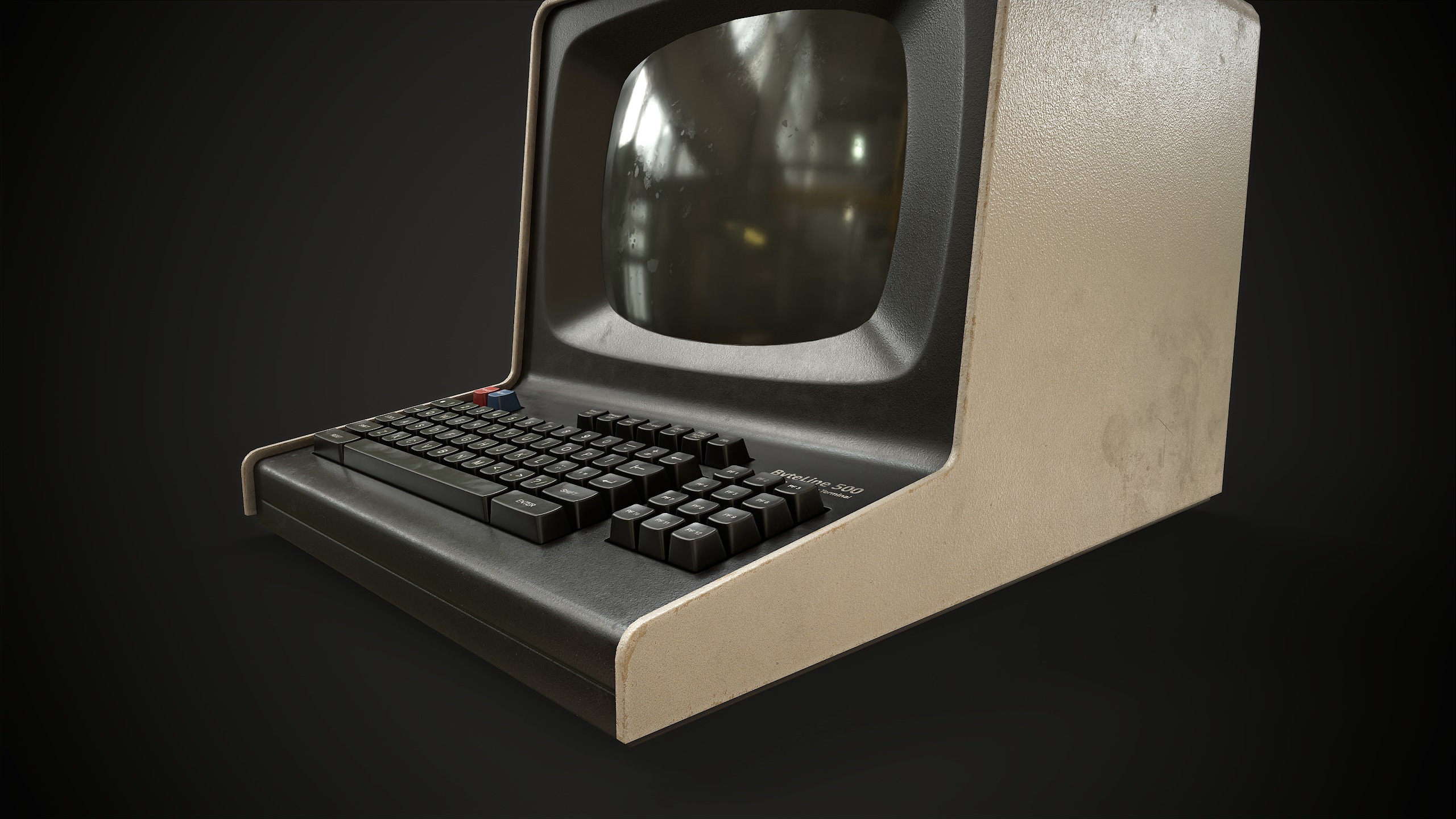 Retro Computer Terminal Low-poly 3D model_3