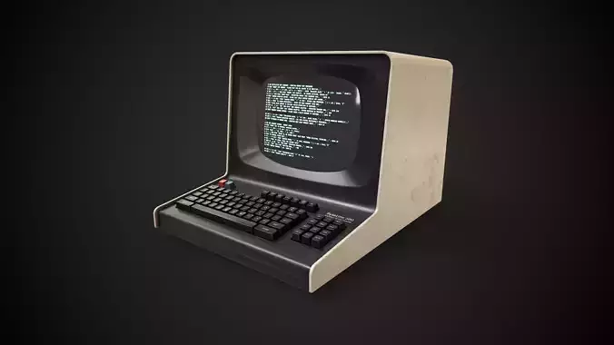 Retro Computer Terminal Low-poly 3D model