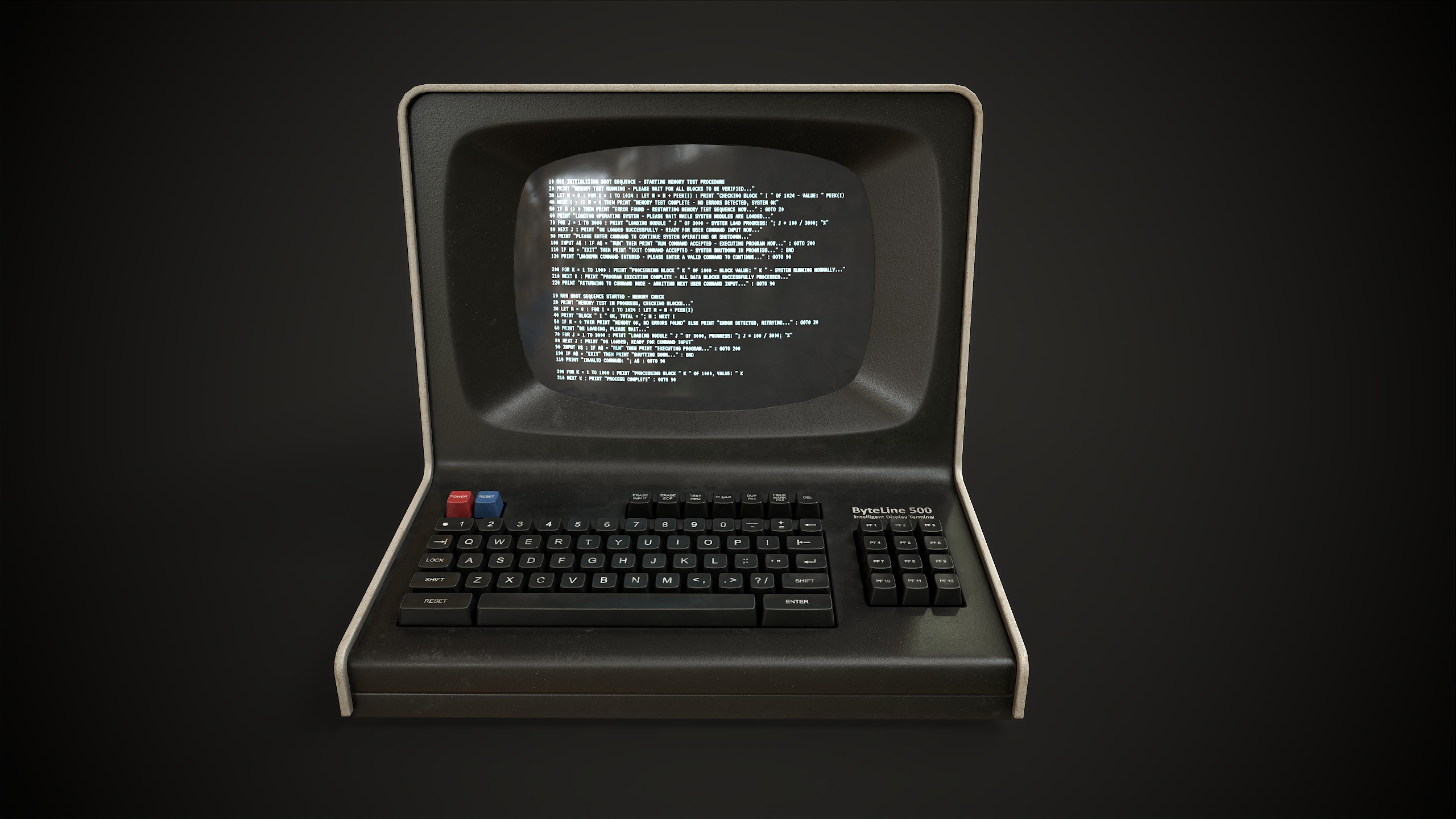 Retro Computer Terminal Low-poly 3D model_7