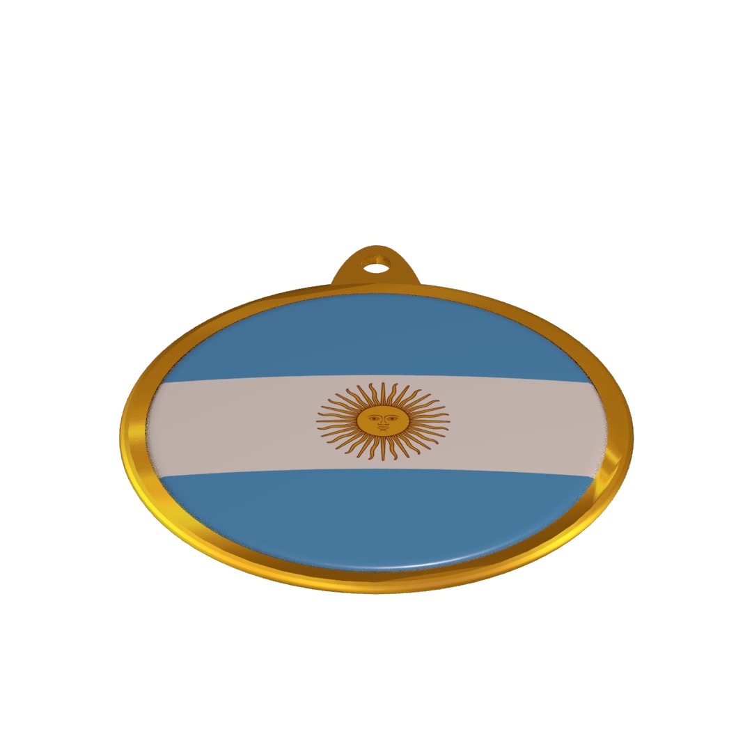 Argentina flag medal badge 3D model_8
