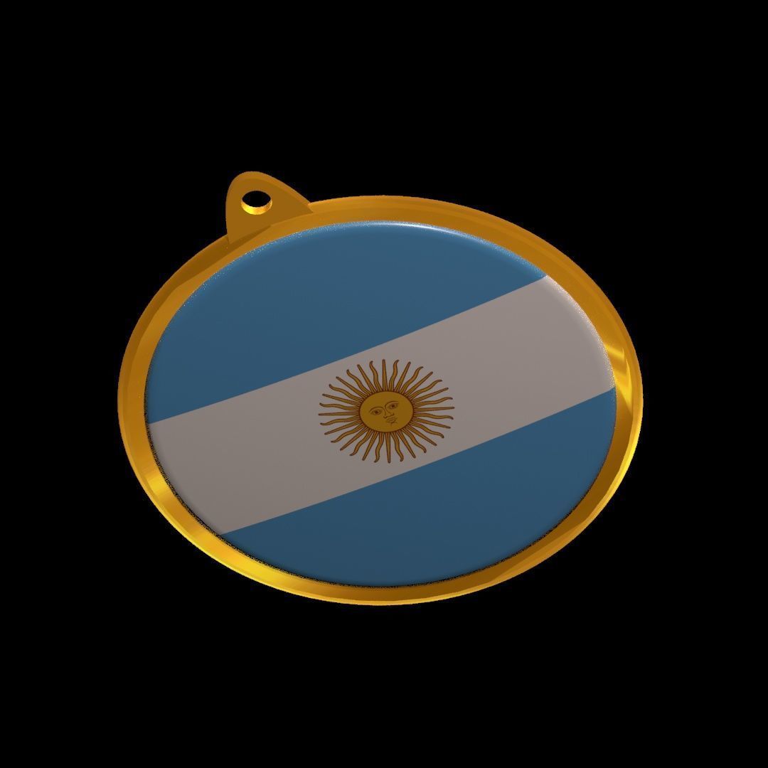 Argentina flag medal badge 3D model_21