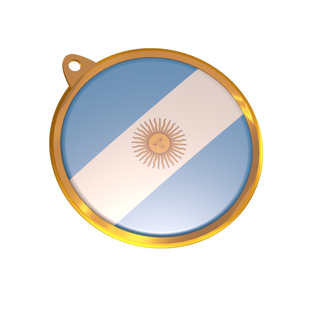 Argentina flag medal badge 3D model_10