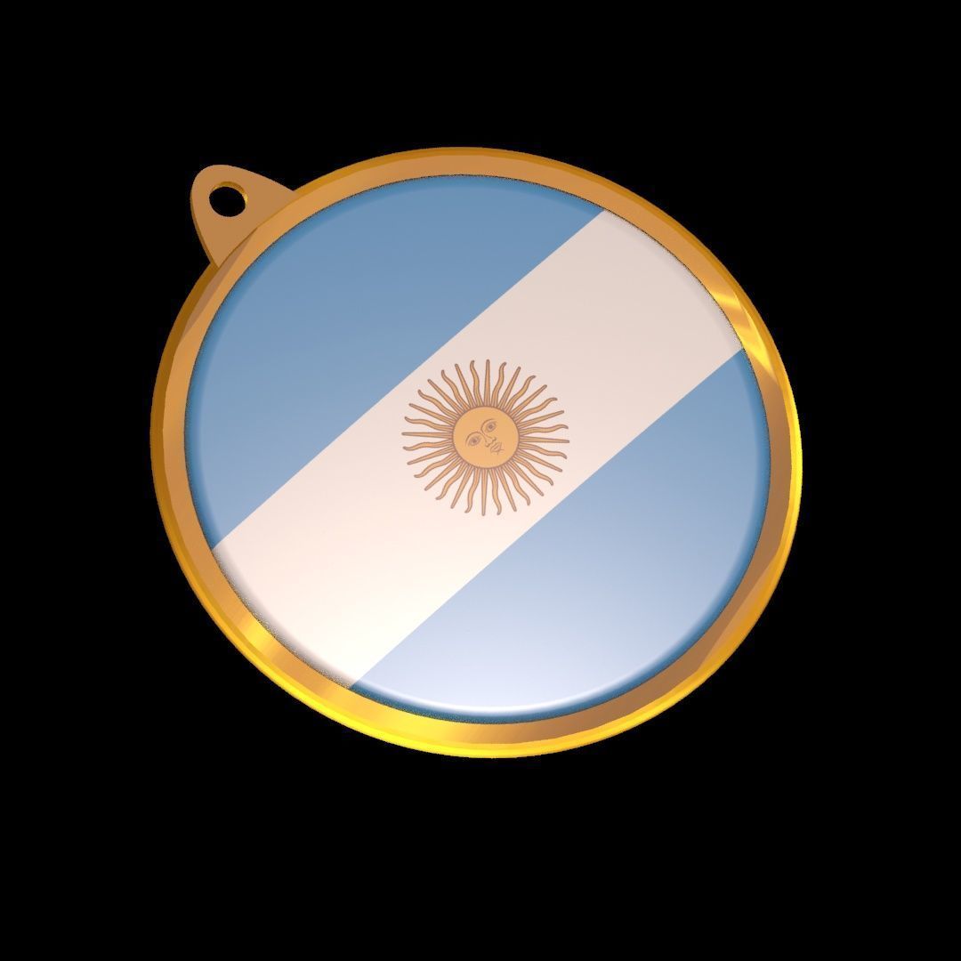 Argentina flag medal badge 3D model_16