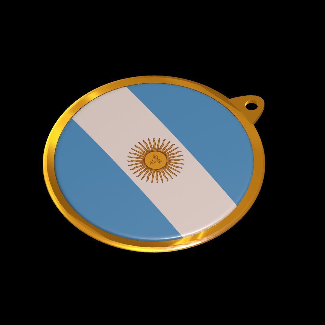 Argentina flag medal badge 3D model_18
