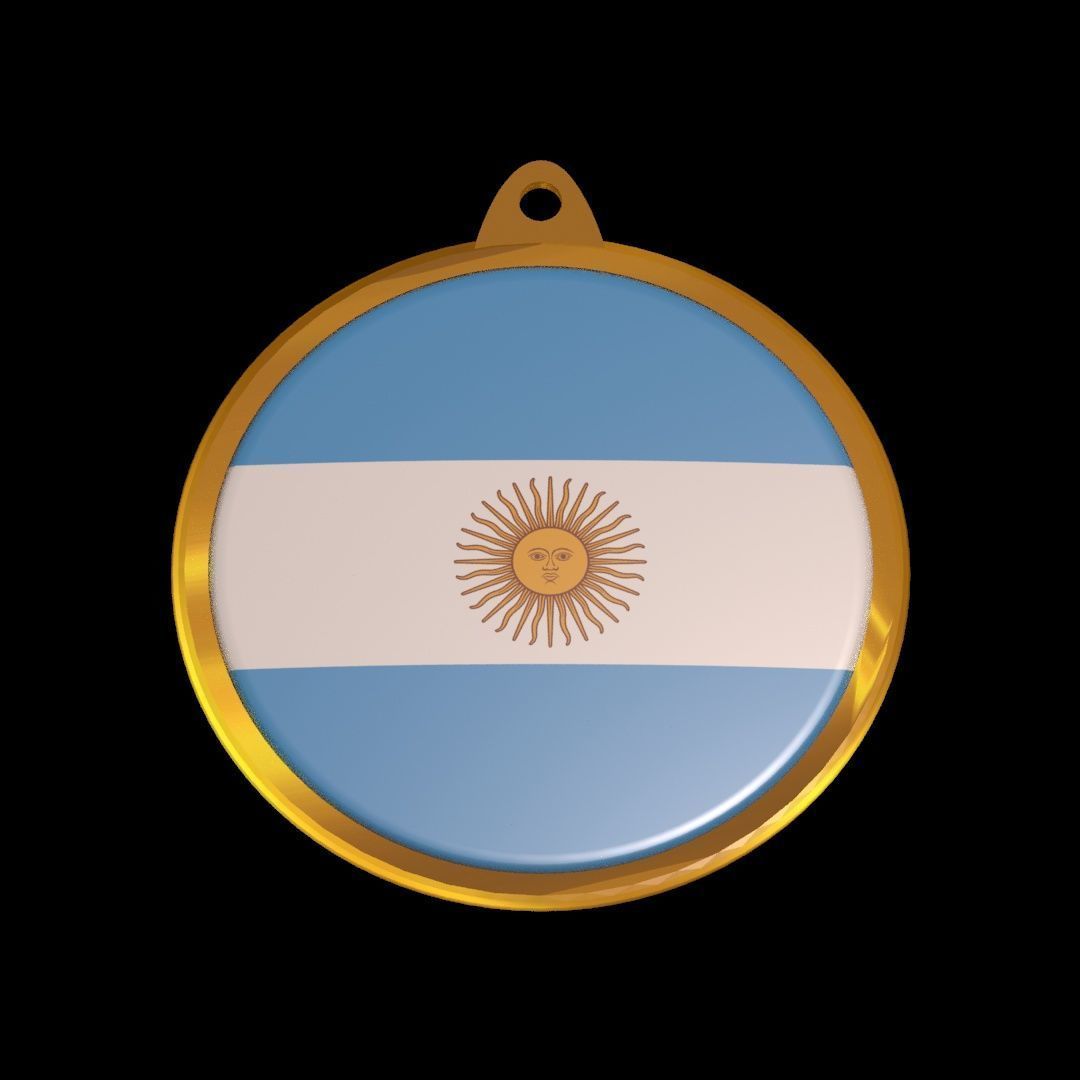 Argentina flag medal badge 3D model_11