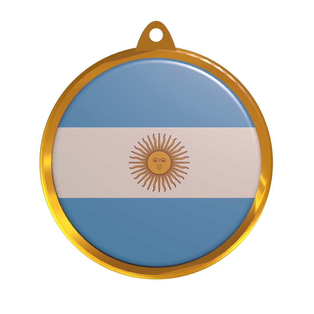 Argentina flag medal badge 3D model_1