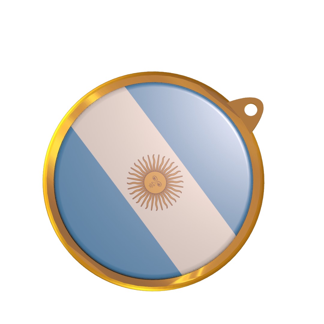 Argentina flag medal badge 3D model_7