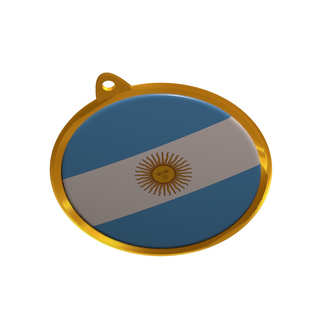 Argentina flag medal badge 3D model_6