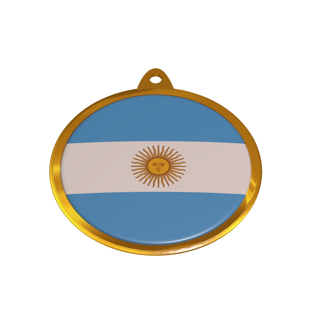 Argentina flag medal badge 3D model_9