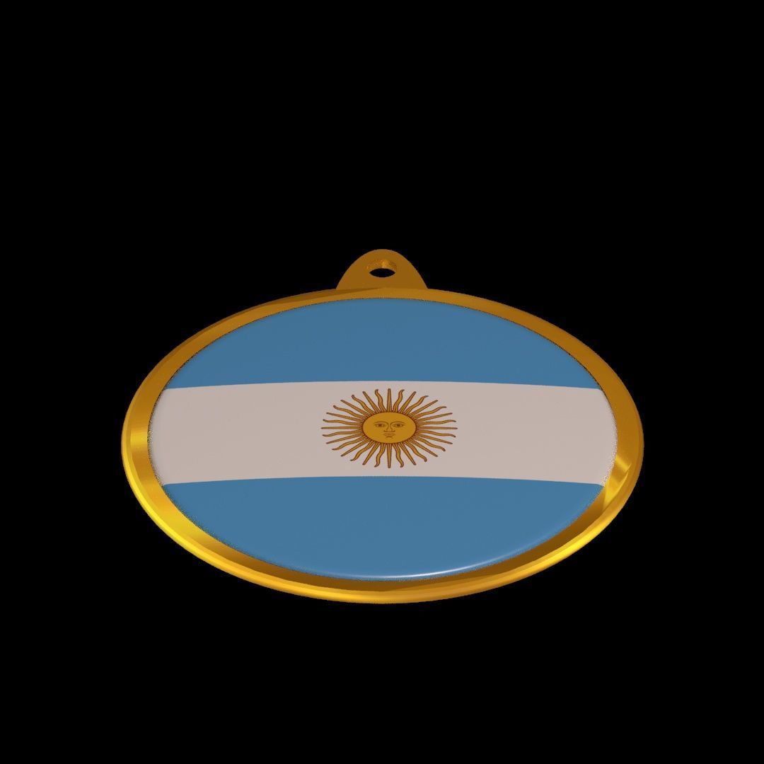Argentina flag medal badge 3D model_13