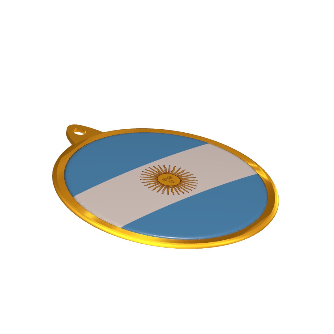 Argentina flag medal badge 3D model_4