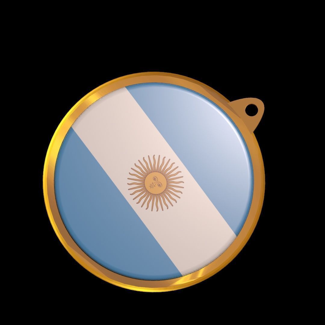 Argentina flag medal badge 3D model_19