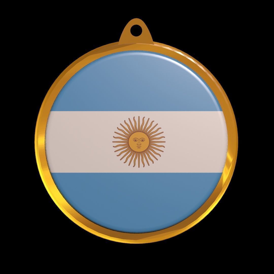 Argentina flag medal badge 3D model_17