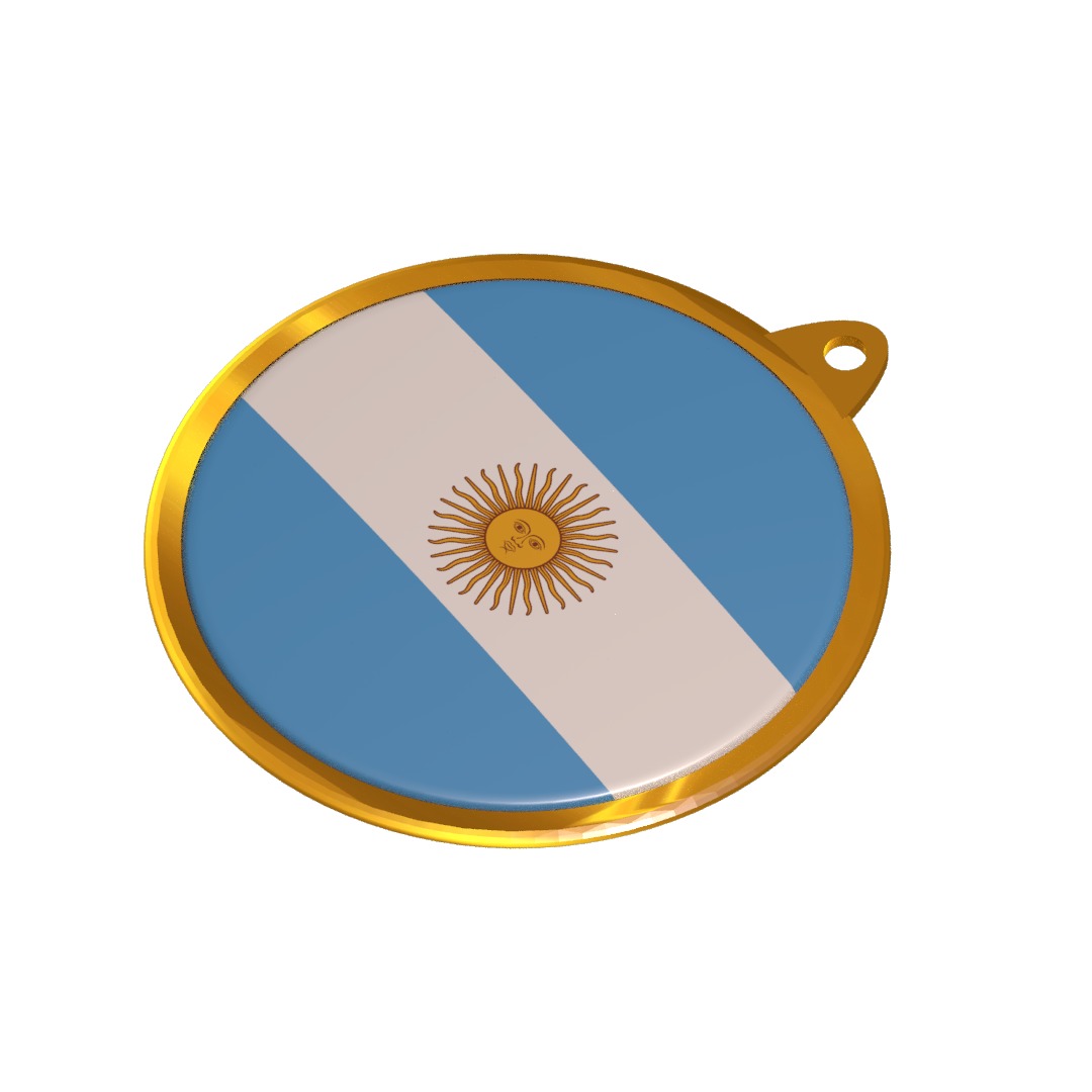 Argentina flag medal badge 3D model_5