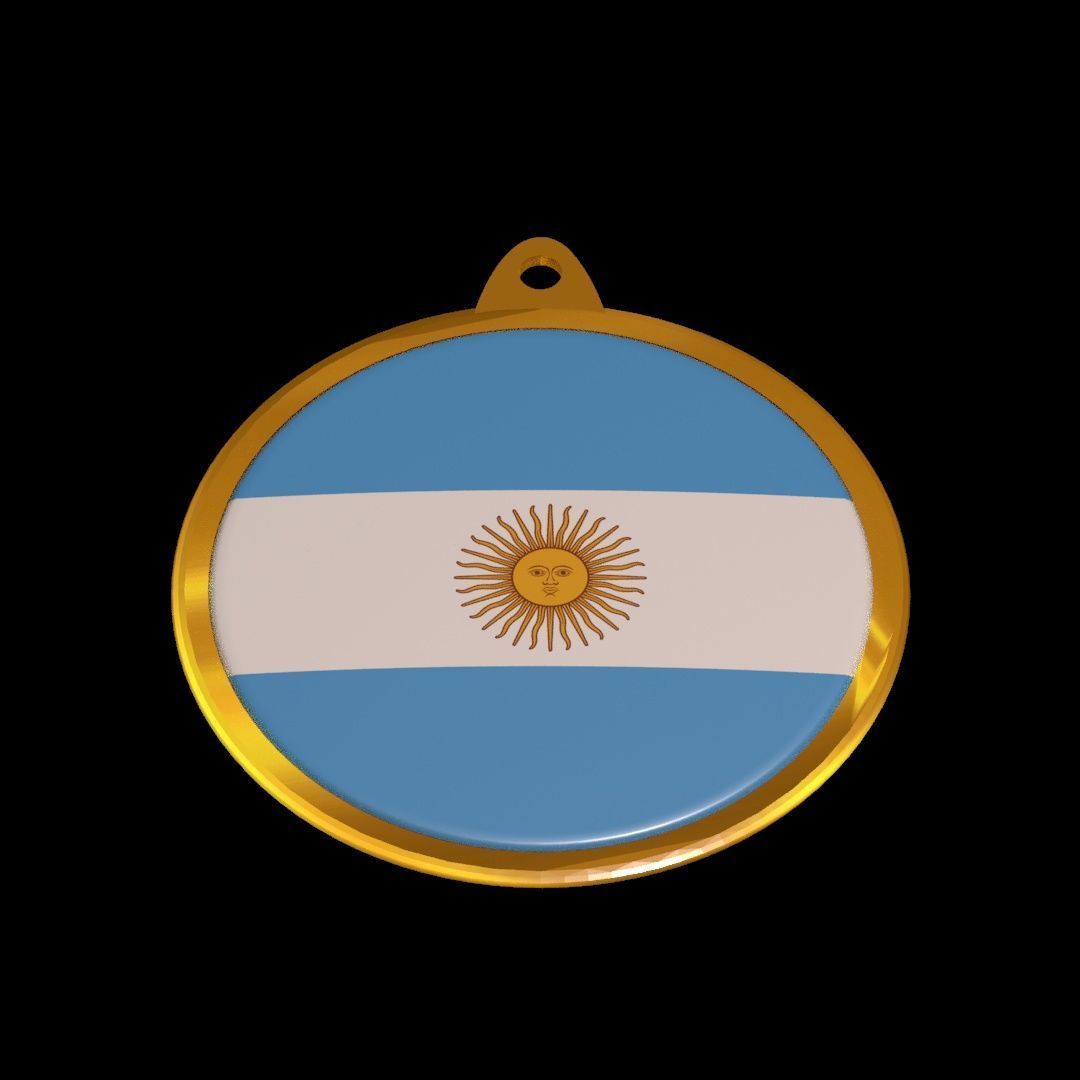 Argentina flag medal badge 3D model_12