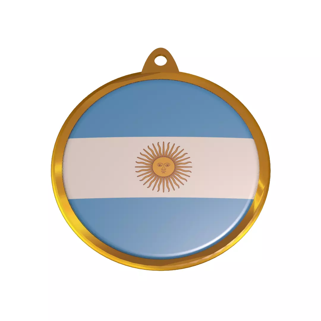 Argentina flag medal badge 3D model_0
