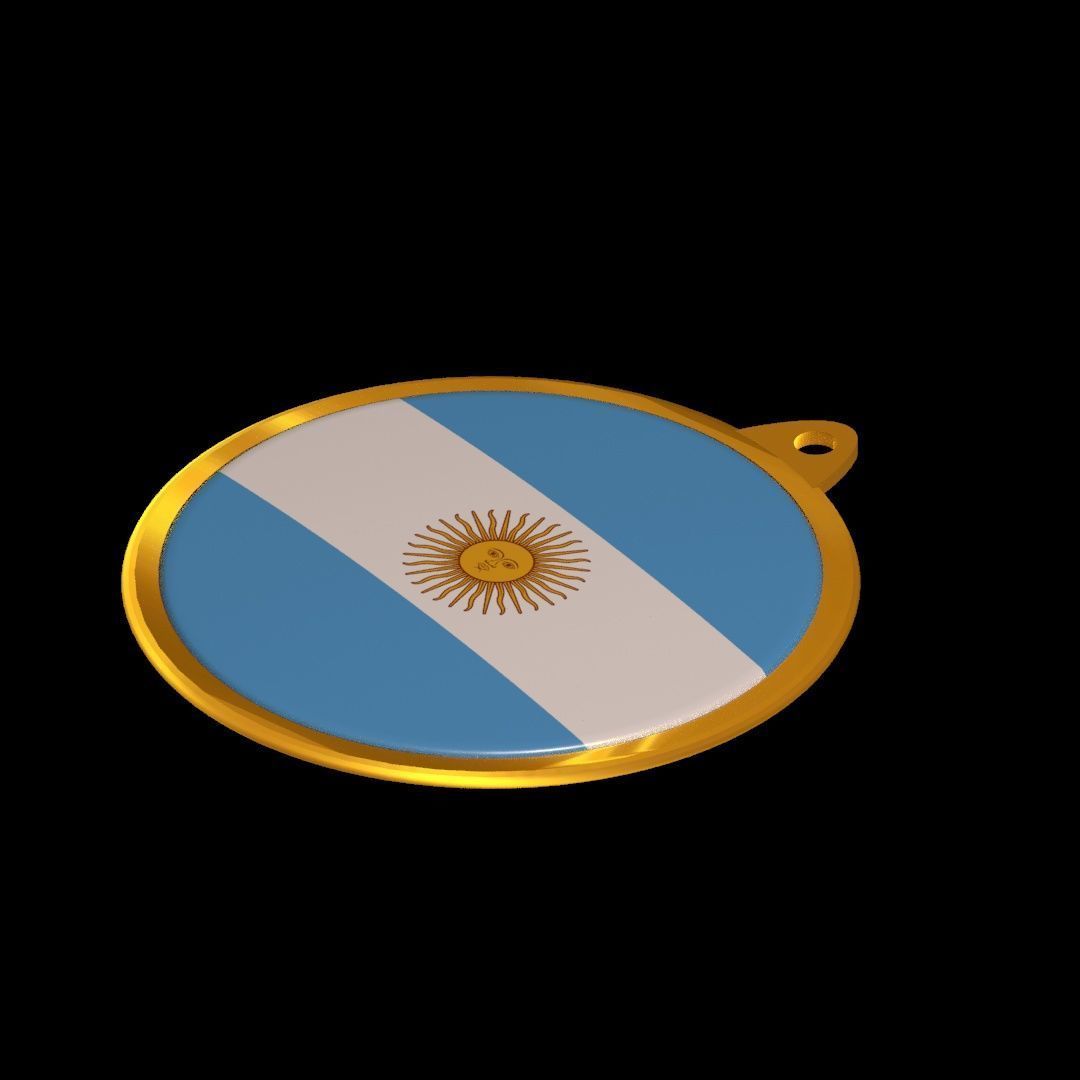 Argentina flag medal badge 3D model_15