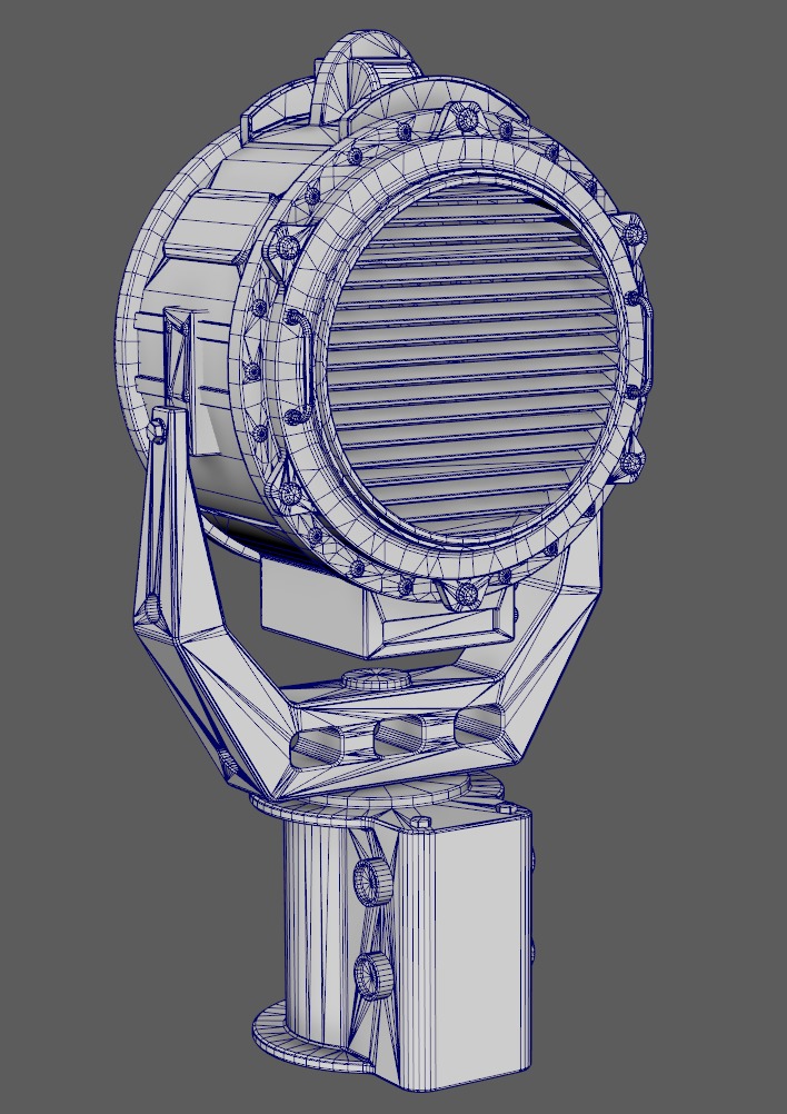 Navy Battleship Searchlight Low-poly 3D model_7