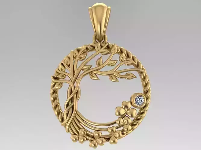 Pendent flower tree with diamond
