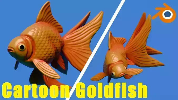 Cartoon Goldfish Rigged Low-poly 3D model