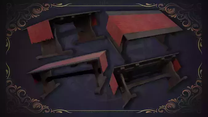 Medieval Table Low-polygon 3D model Low-poly 3D model