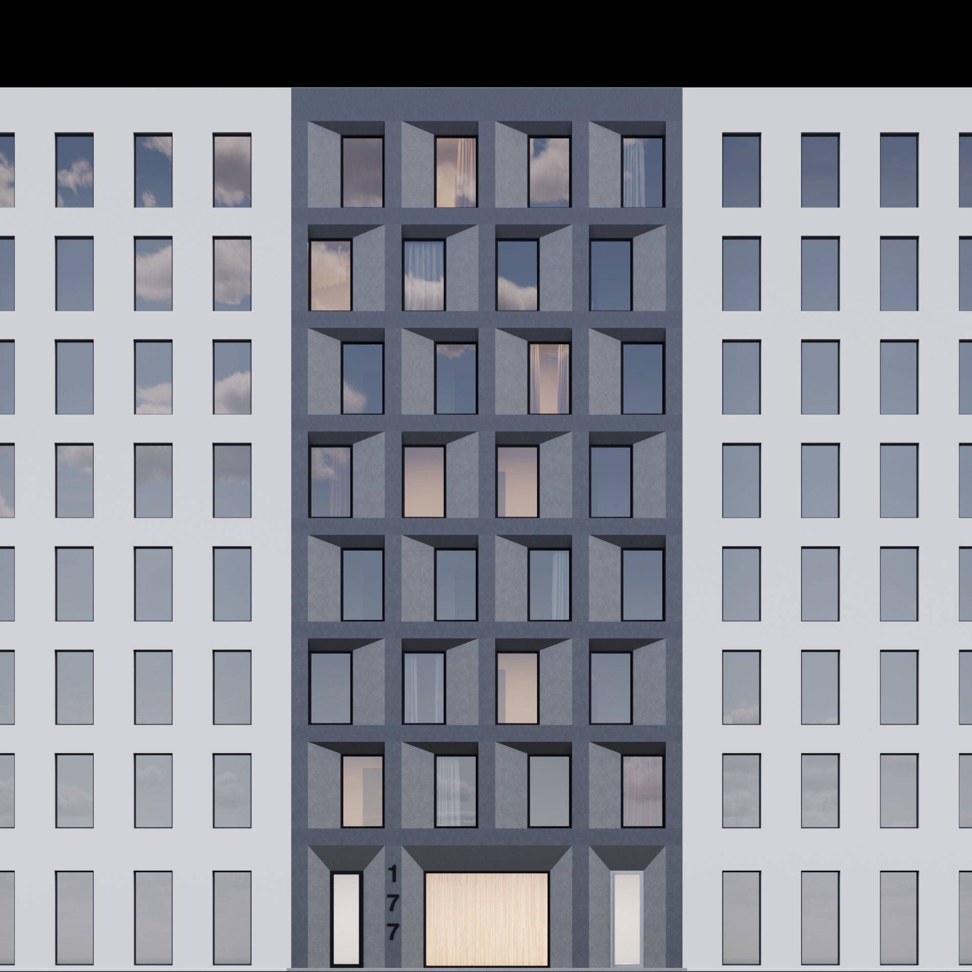 Modern building fasade 4 3D model_1