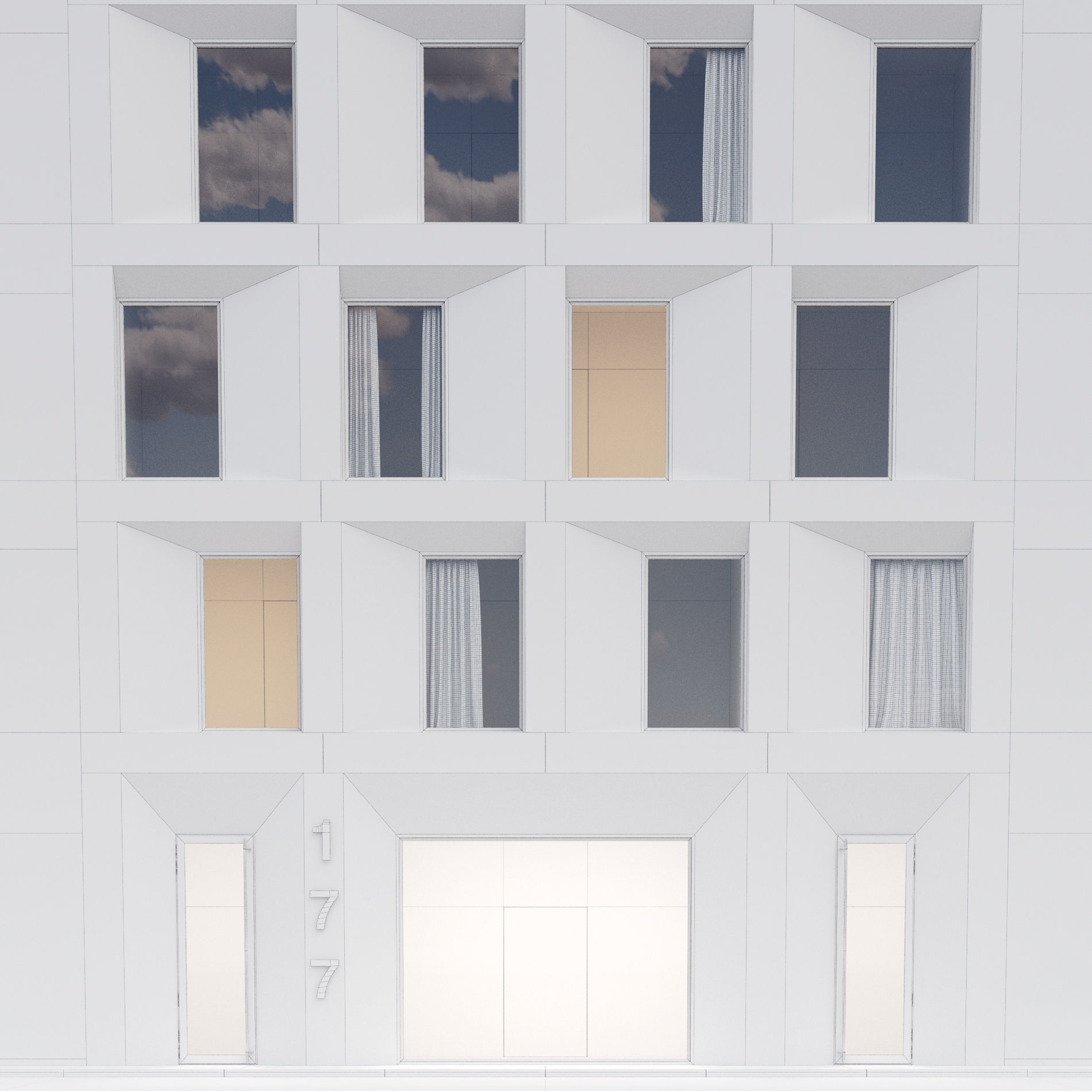 Modern building fasade 4 3D model_4