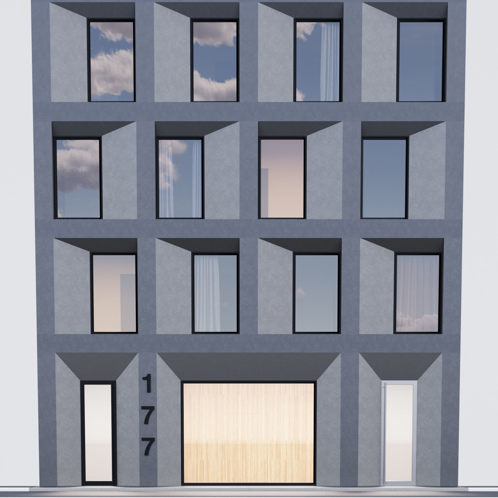Modern building fasade 4 3D model_3