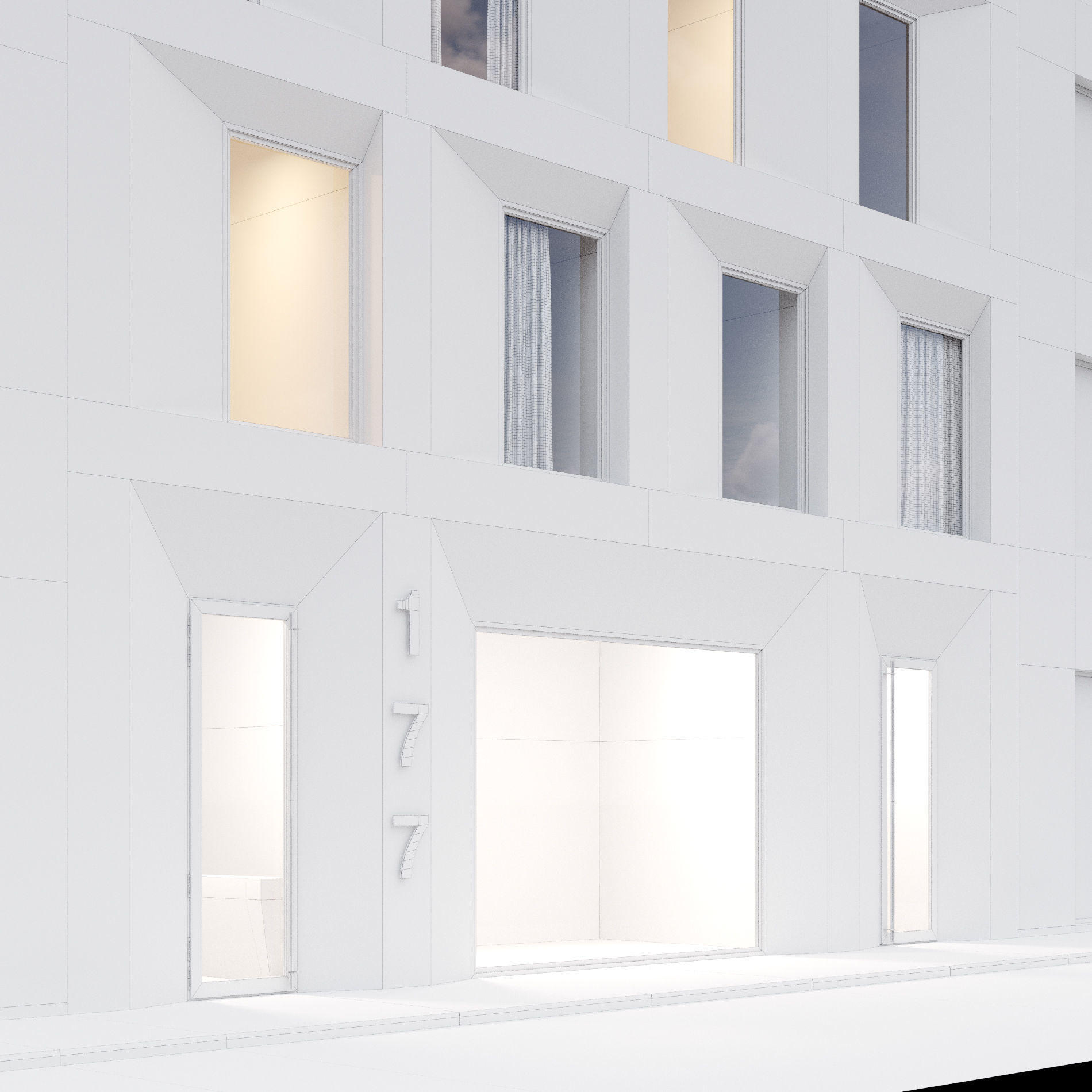 Modern building fasade 4 3D model_7
