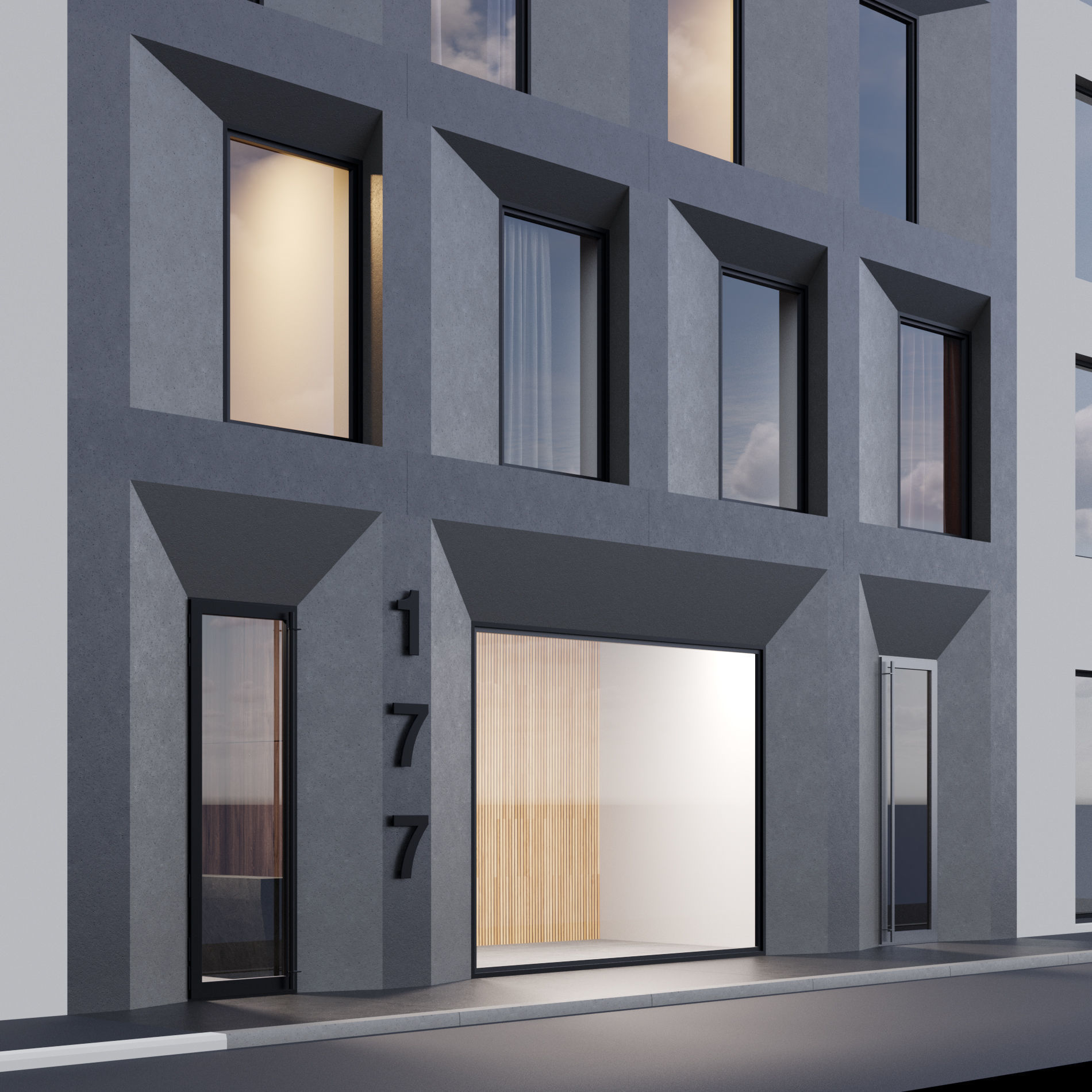 Modern building fasade 4 3D model_6