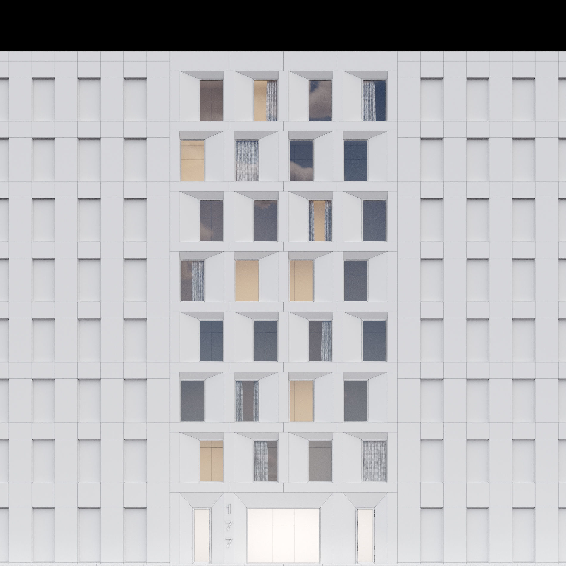 Modern building fasade 4 3D model_2