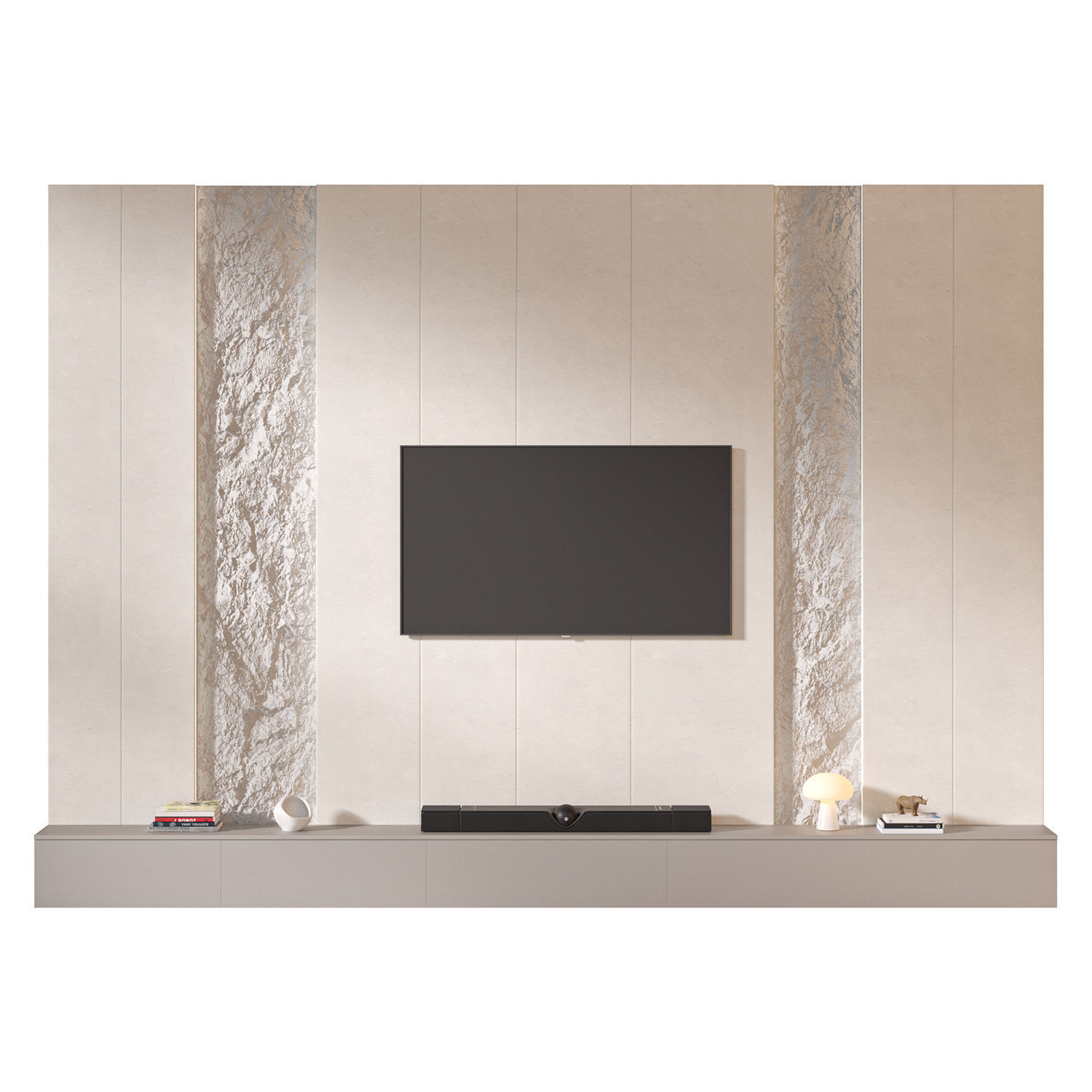 TV wall set 05 3D model_1