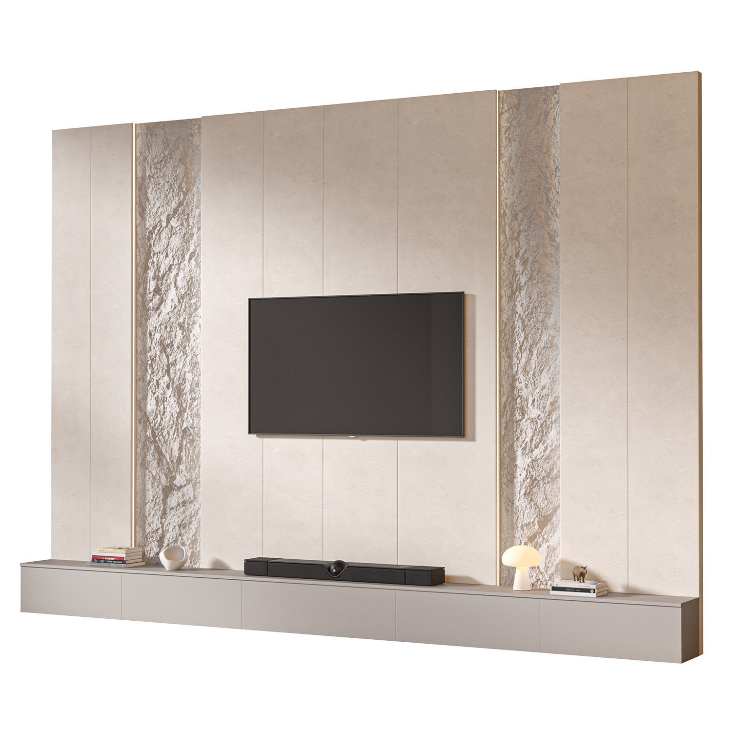 TV wall set 05 3D model_2