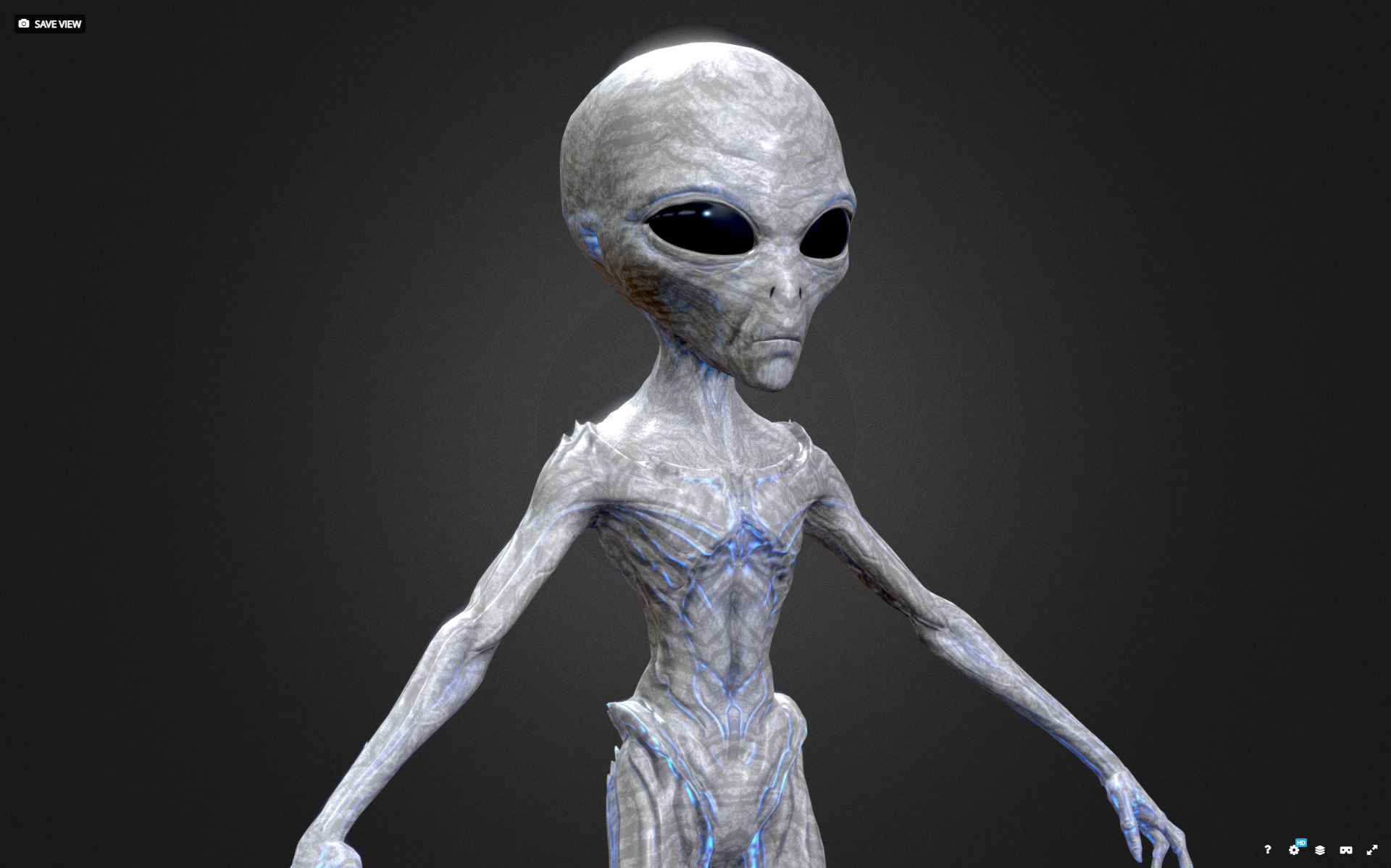 Realistic Alien Gray Low-poly 3D model Low-poly 3D model_12