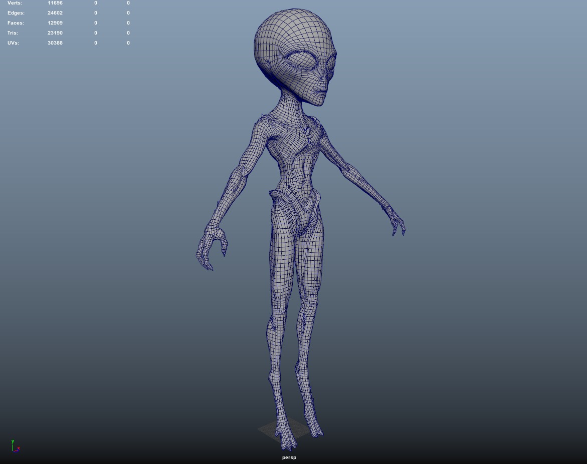 Realistic Alien Gray Low-poly 3D model Low-poly 3D model_15