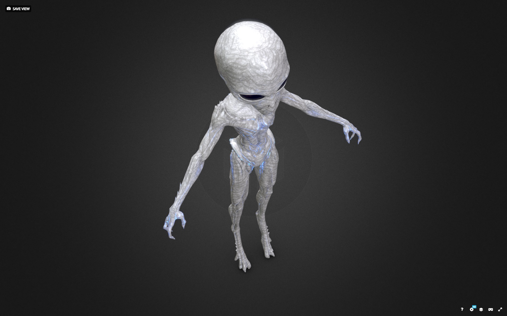 Realistic Alien Gray Low-poly 3D model Low-poly 3D model_10