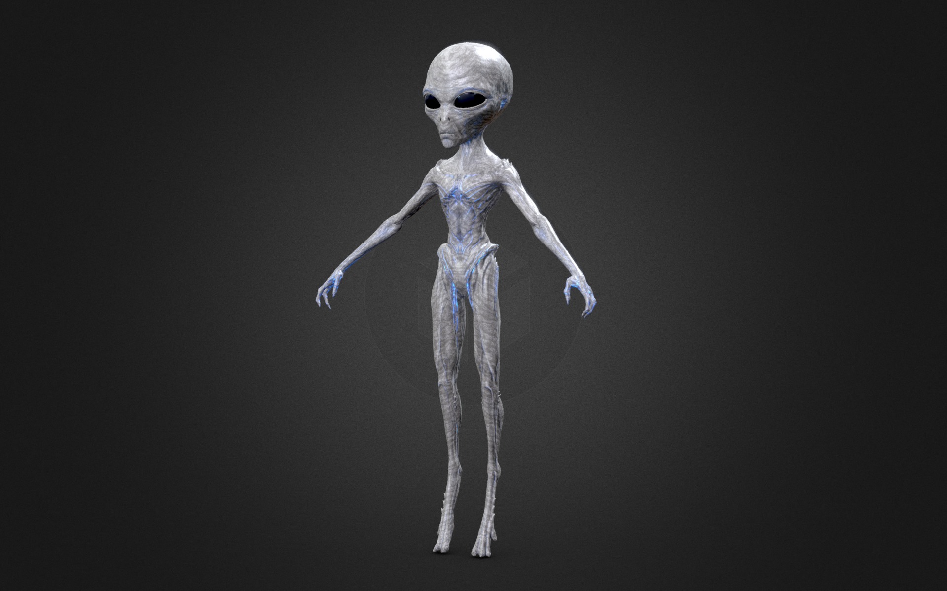 Realistic Alien Gray Low-poly 3D model Low-poly 3D model_4