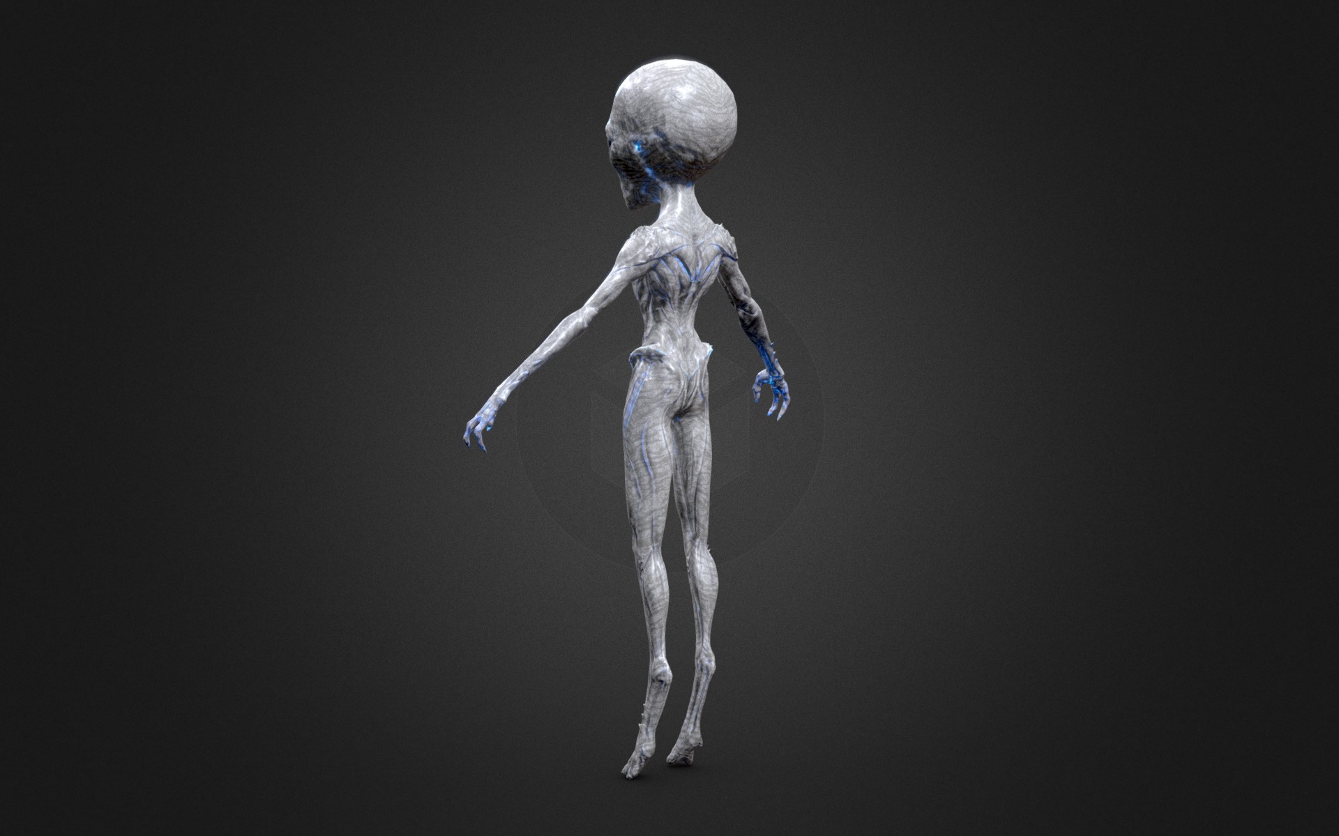 Realistic Alien Gray Low-poly 3D model Low-poly 3D model_7