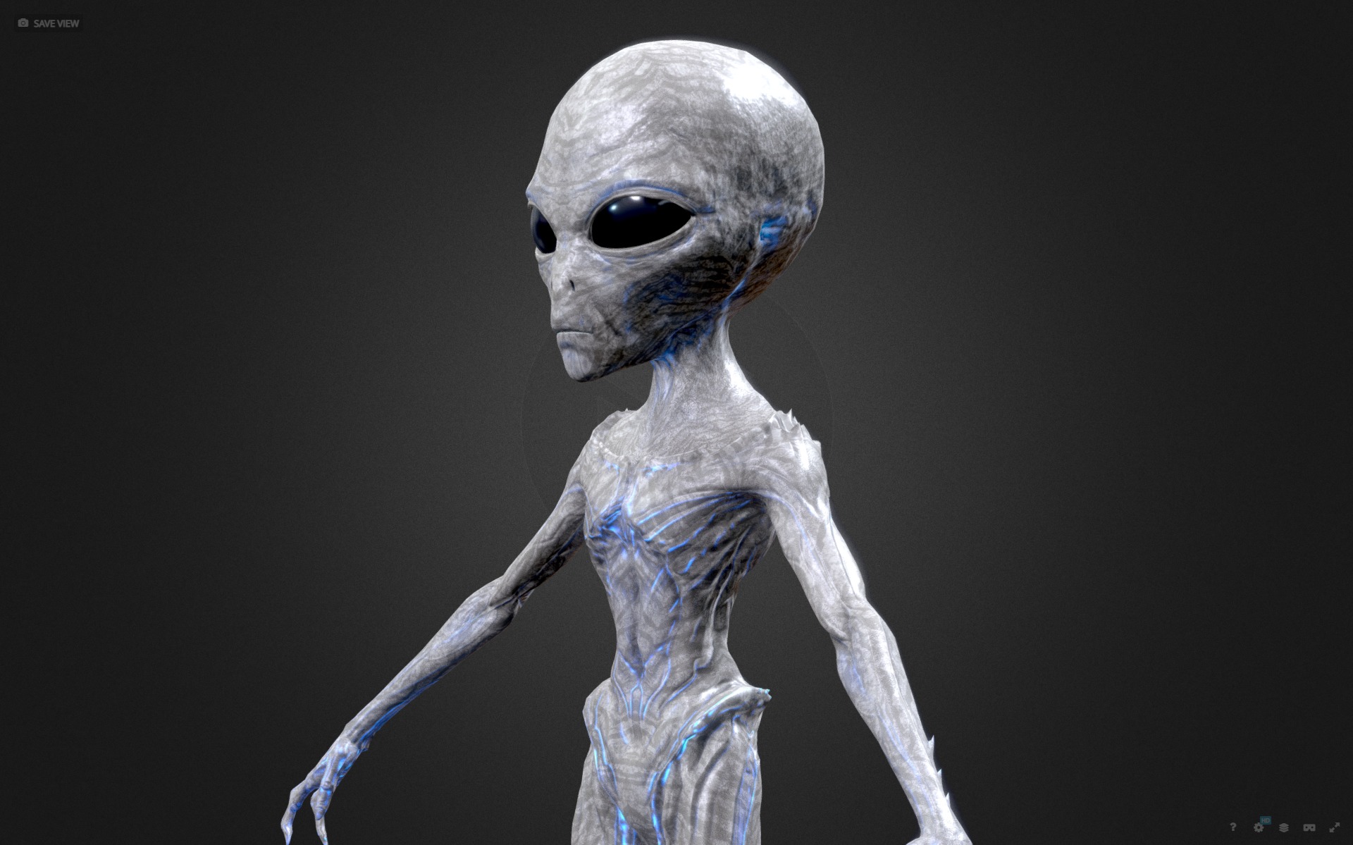 Realistic Alien Gray Low-poly 3D model Low-poly 3D model_13