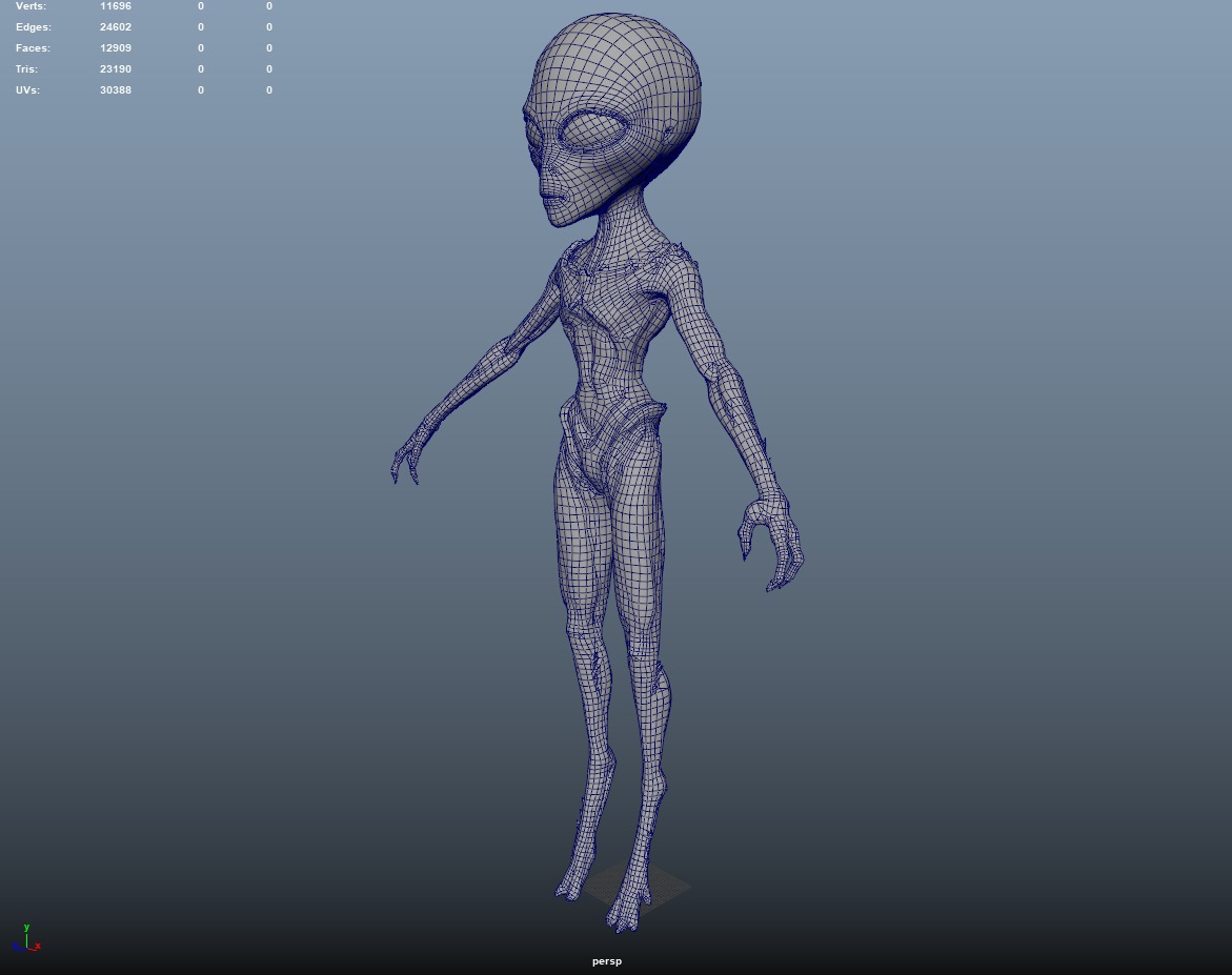 Realistic Alien Gray Low-poly 3D model Low-poly 3D model_18