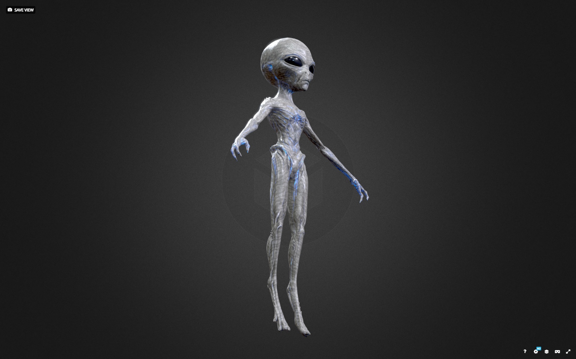 Realistic Alien Gray Low-poly 3D model Low-poly 3D model_9